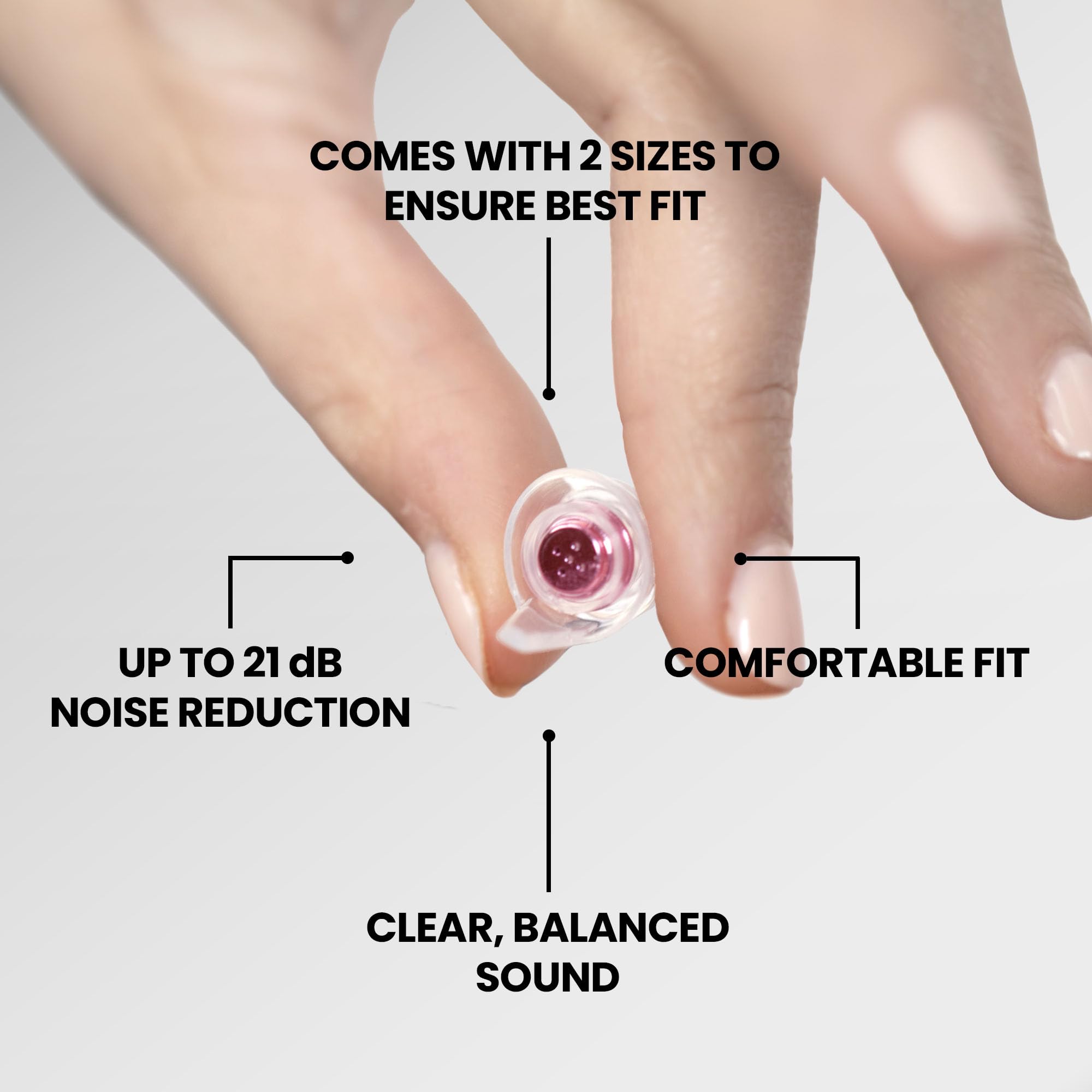 Eargasm Smaller Ears Earplugs attenuation filters close-up balance sound.