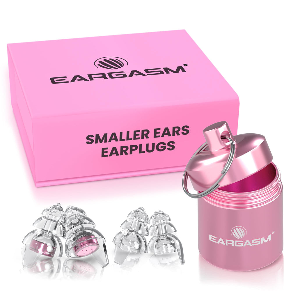 Eargasm Smaller Ears Earplugs case pink protects on the go.
