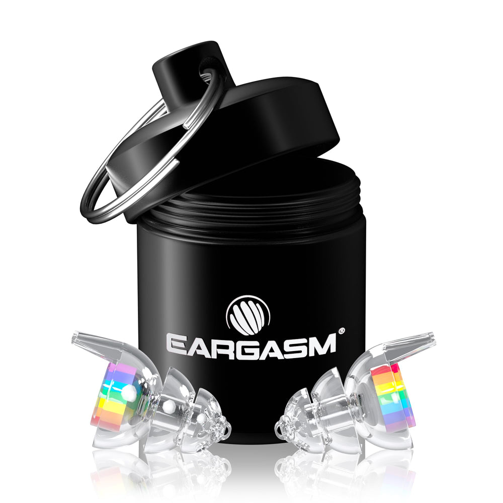 Eargasm Smaller Ears Earplugs in a compact case for portable protection.