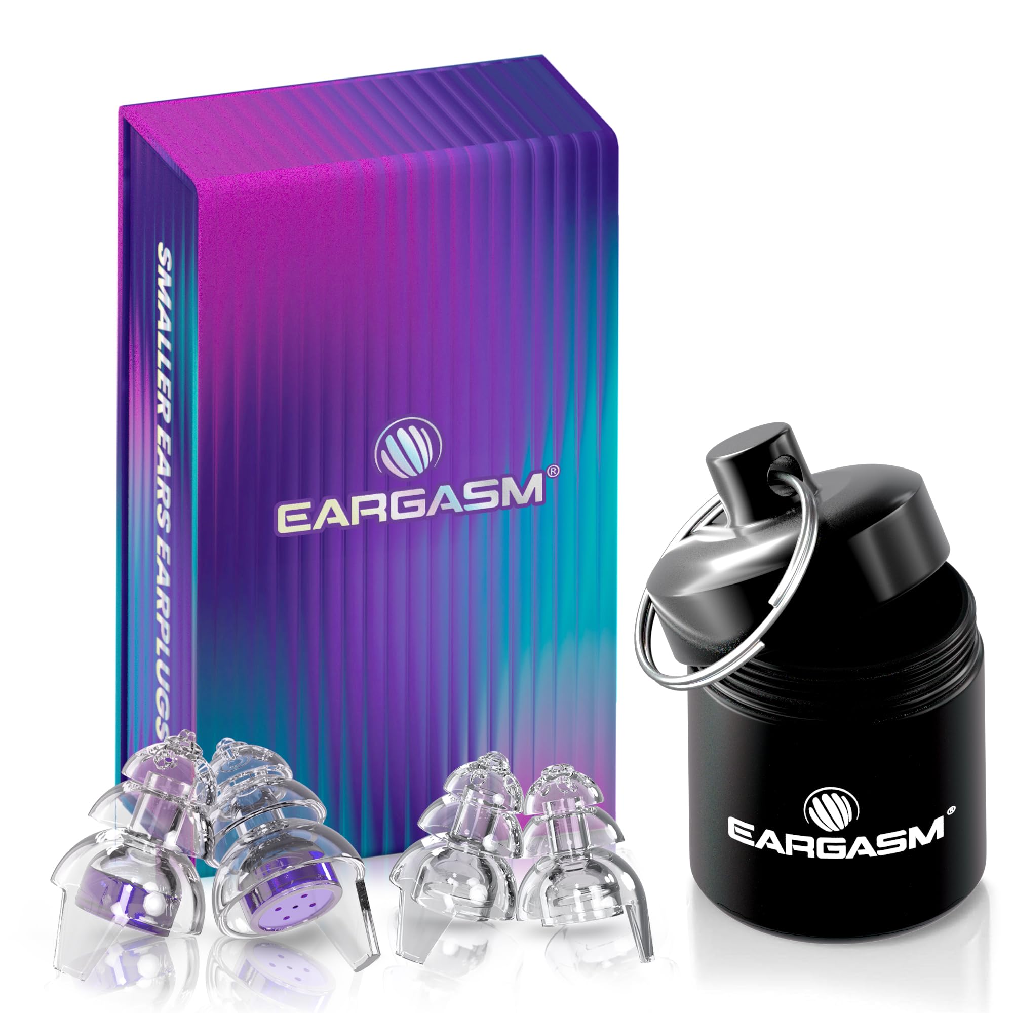 Eargasm Smaller Ears Hyperviolet in-use at a concert for noise reduction and clarity.