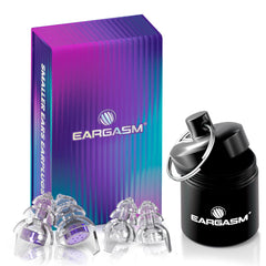 Eargasm Smaller Ears Hyperviolet in-use at a concert for noise reduction and clarity.