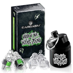 Close-up of Eargasm earplugs reveals soft silicone tips for comfort.