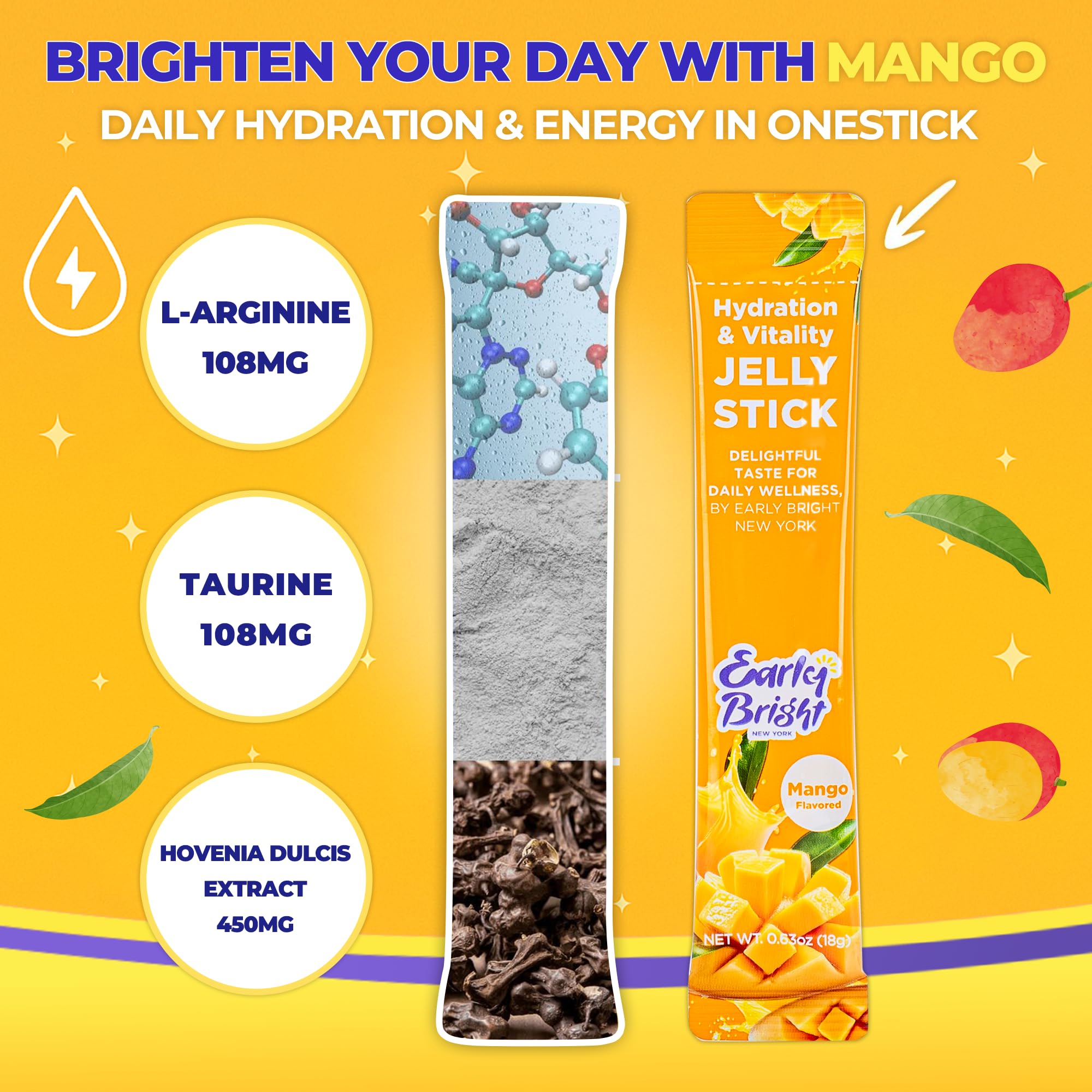 EARLY BRIGHT NEW YORK ingredients-scene featuring Taurine and DHM-rich blend.