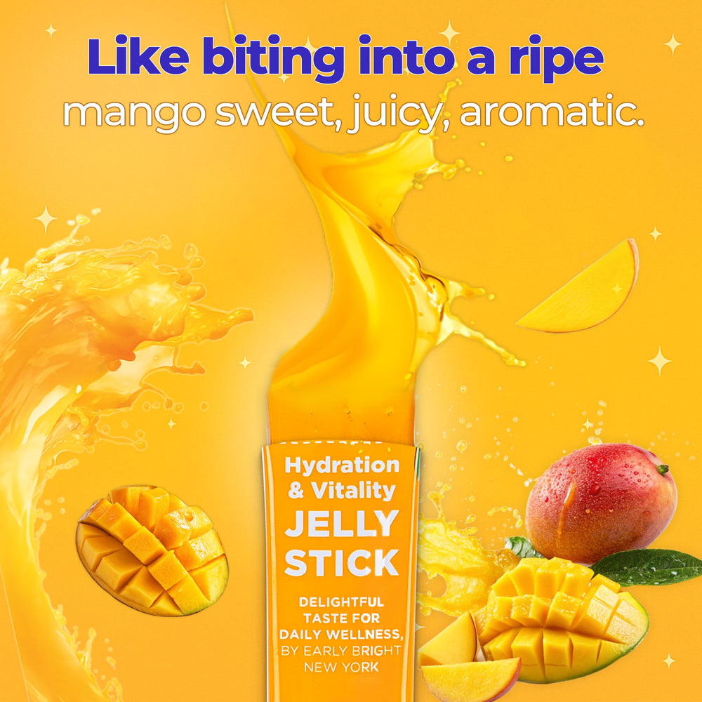 EARLY BRIGHT NEW YORK tear-open stick demonstrates convenient on-the-go hydration and recovery.