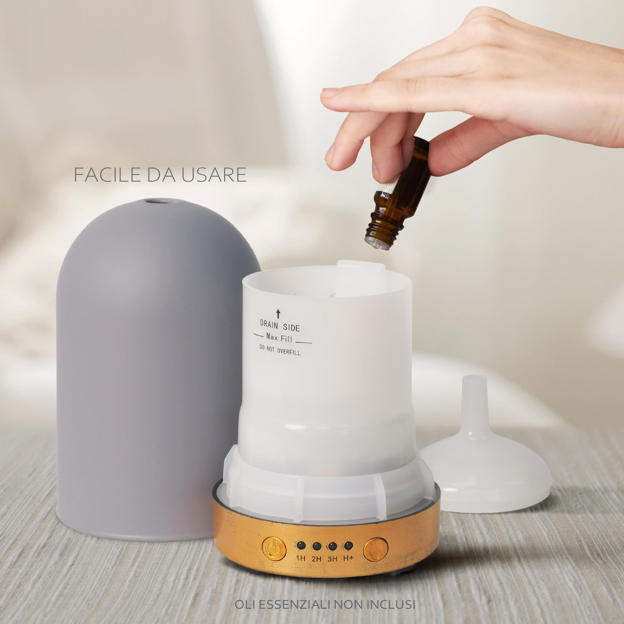 Earnest Living diffuser with 7-color night light creating cozy mood lighting