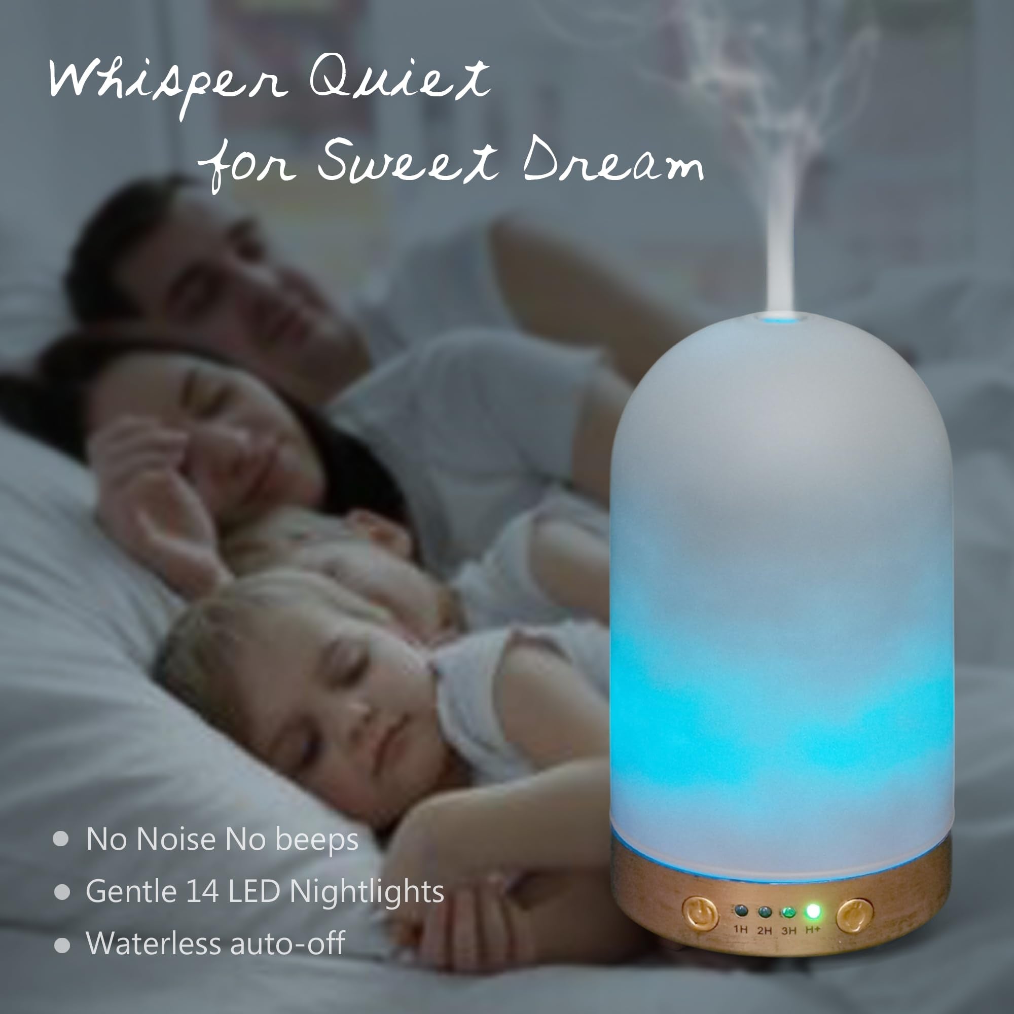 Earnest Living diffuser used in a compact home office and bedroom setting