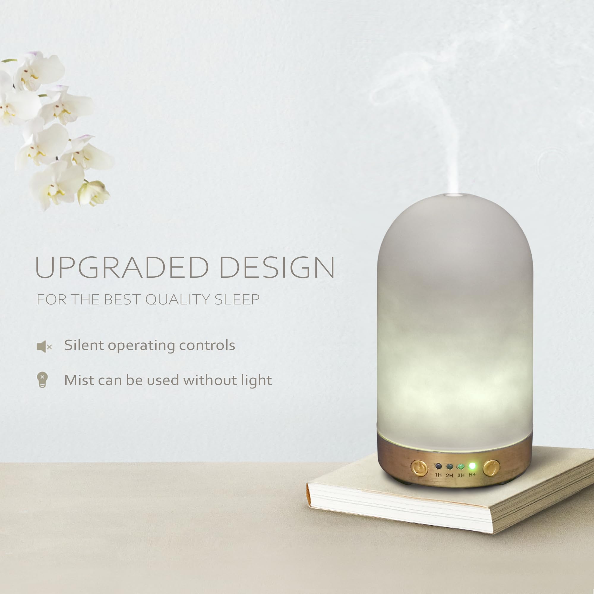 Earnest Living diffuser displaying four timer modes for flexible sessions