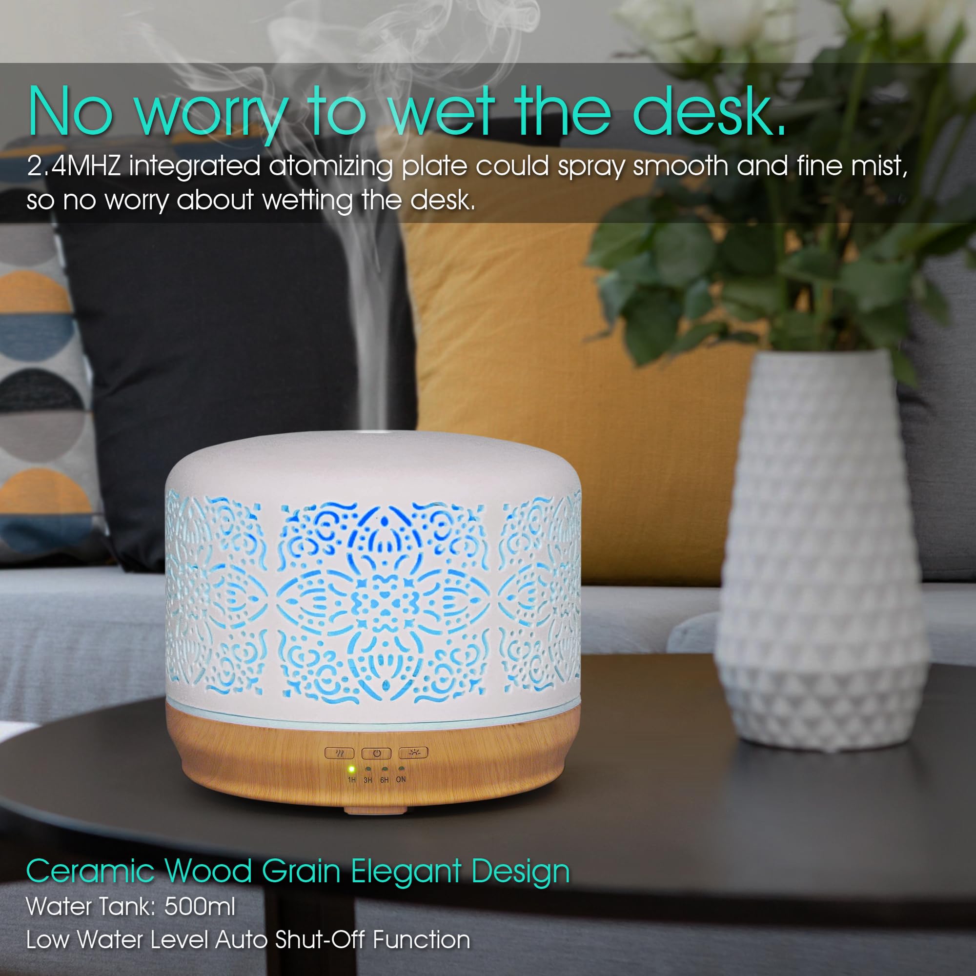 Earnest Living ceramic design fits desks, nightstands, and living rooms.