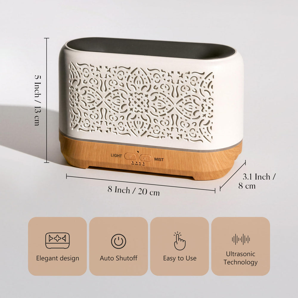 Earnest Living diffuser features waterless auto-off for safe use.
