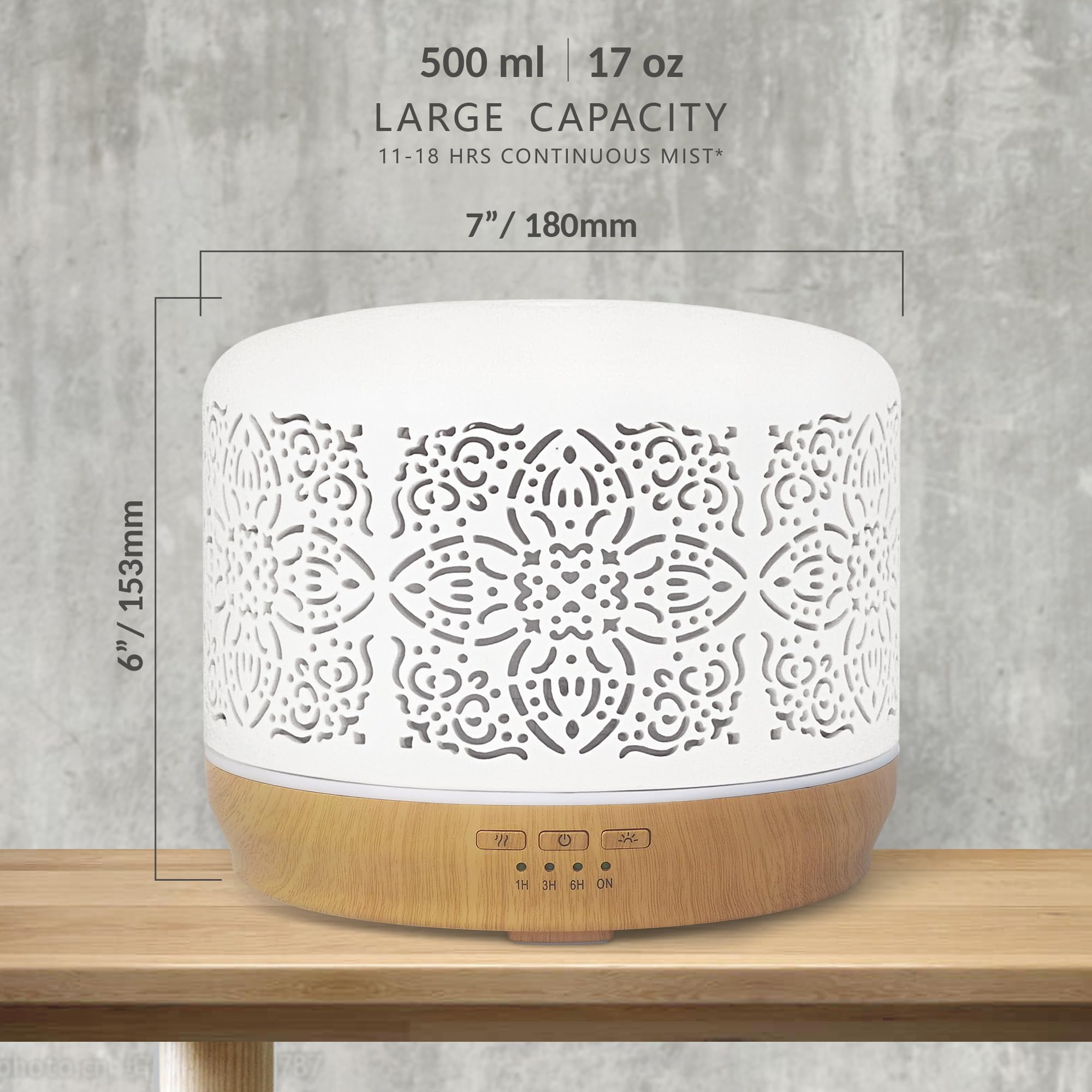 Earnest Living diffuser includes waterless shut-off for worry-free operation.