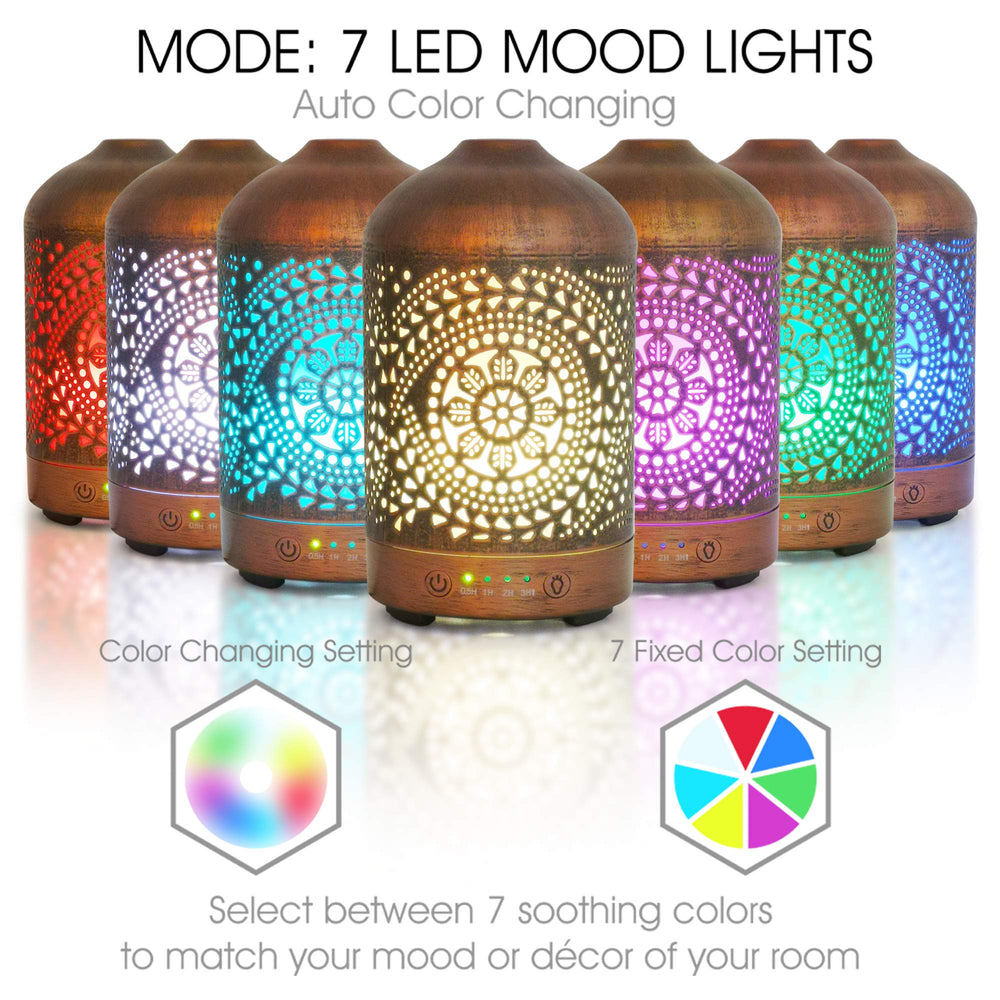 Earnest Living metal diffuser with night light enhances ambience and focus.