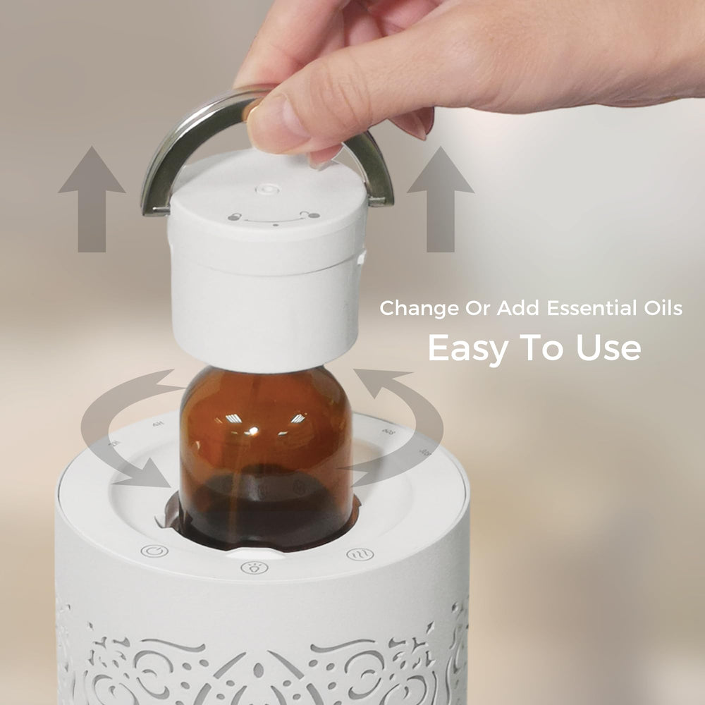 Built-in handle on Earnest Living diffuser enables easy relocation.