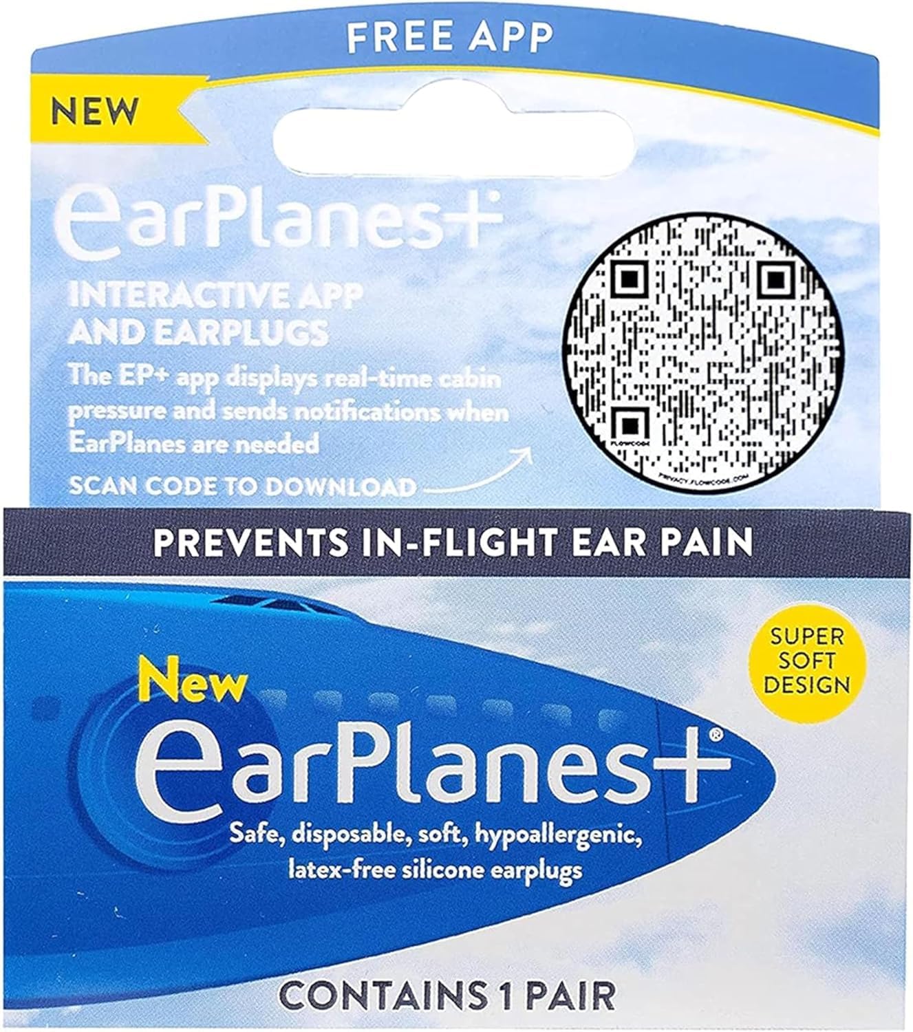 EarPlanes travel pack side view with box for easy packing on long flights.