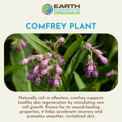 Earth Elements Organics Comfrey Oil with sunflower oil shows nourishing skin.