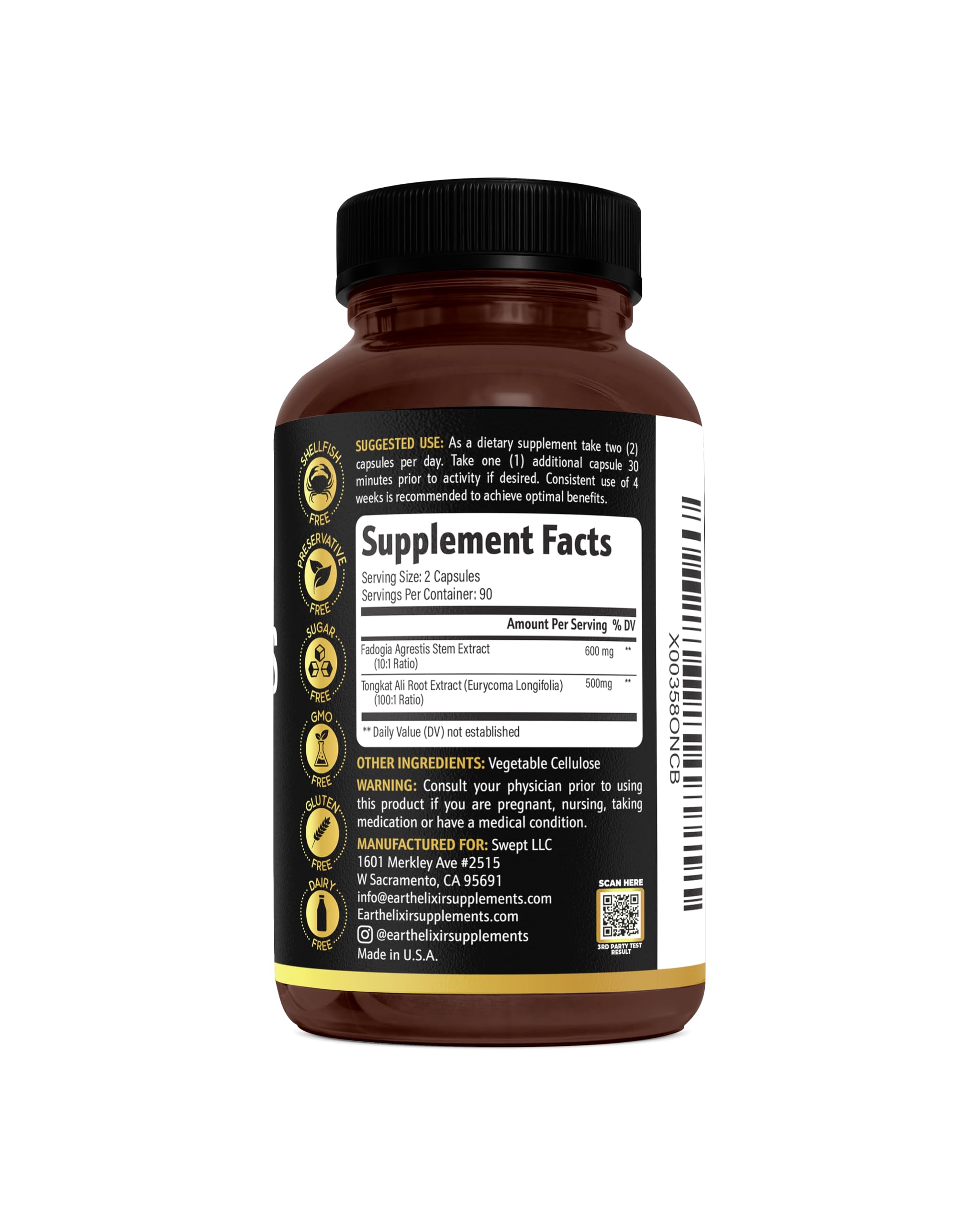 Earth Elixir packaging reflects a 3-month supply for ongoing use.