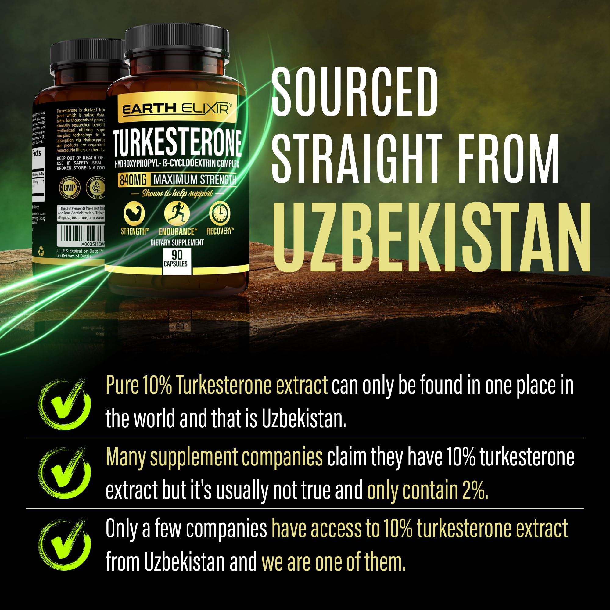 Earth Elixir Ajuga Turkestanica extract label – transparent quality for consistency.