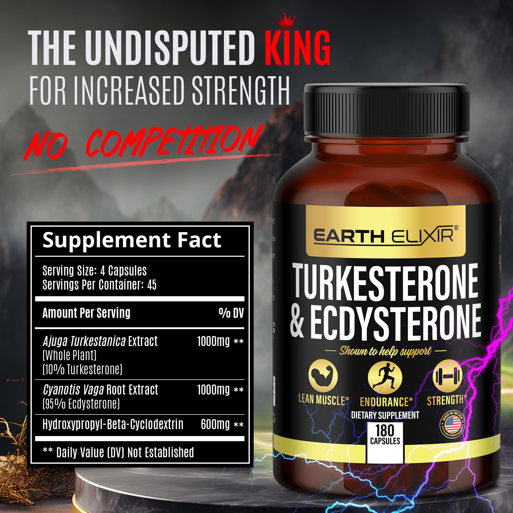 Earth Elixir Ecdysterone capsules close-up for potency.