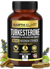 Earth Elixir Turkesterone 840 mg bottle – premium vitality support.