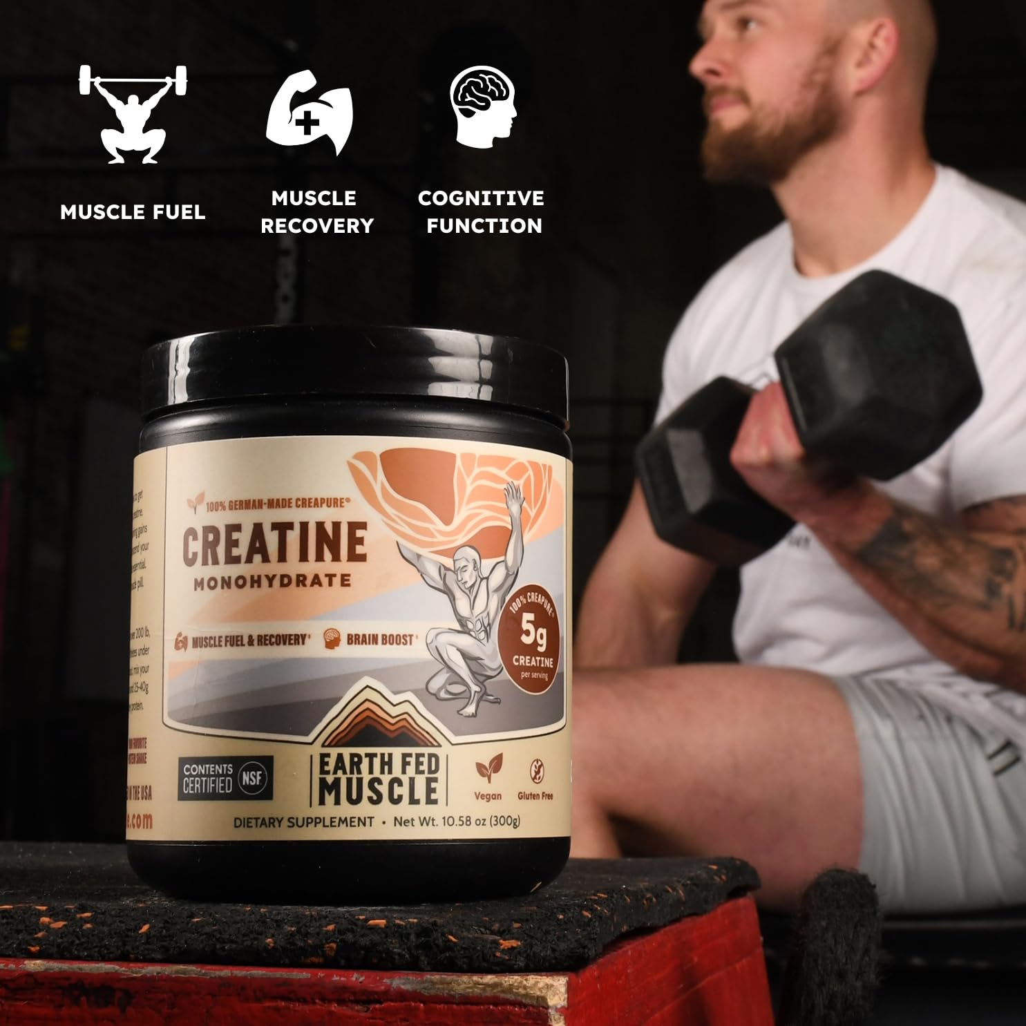Earth Fed Muscle Transcend unflavored powder blends easily into water or beverages.