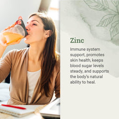 Earth Harmony Naturals liquid zinc drops dispensing for precise dosing.