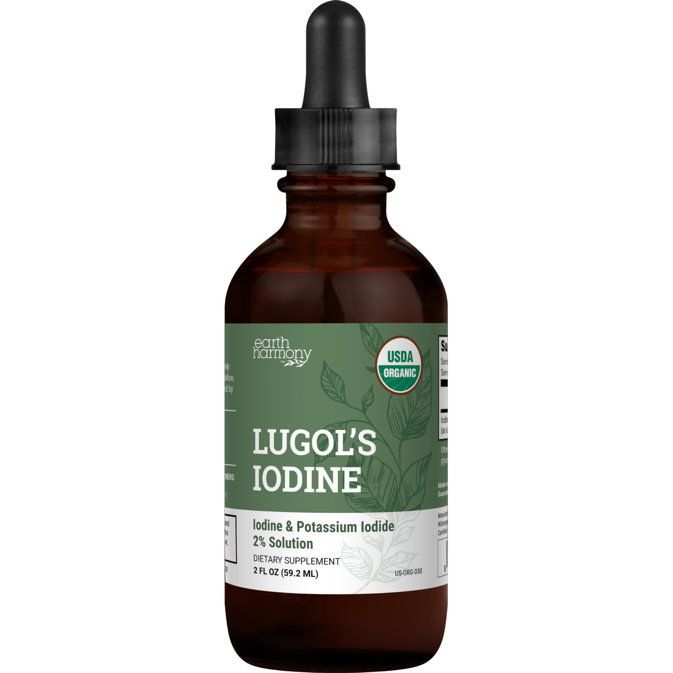 Earth Harmony Naturals Lugol's iodine bottle for daily thyroid support