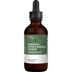 Earth Harmony Naturals lymphatic drainage drops bottle highlighting vegan formula