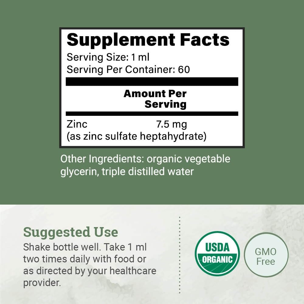 Earth Harmony Naturals organic zinc sulfate pipette for smooth administration.