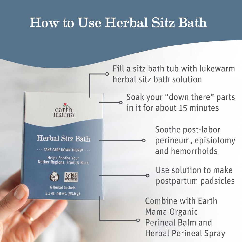 Earth Mama Organic Perineal Balm applied for swelling and irritation support.