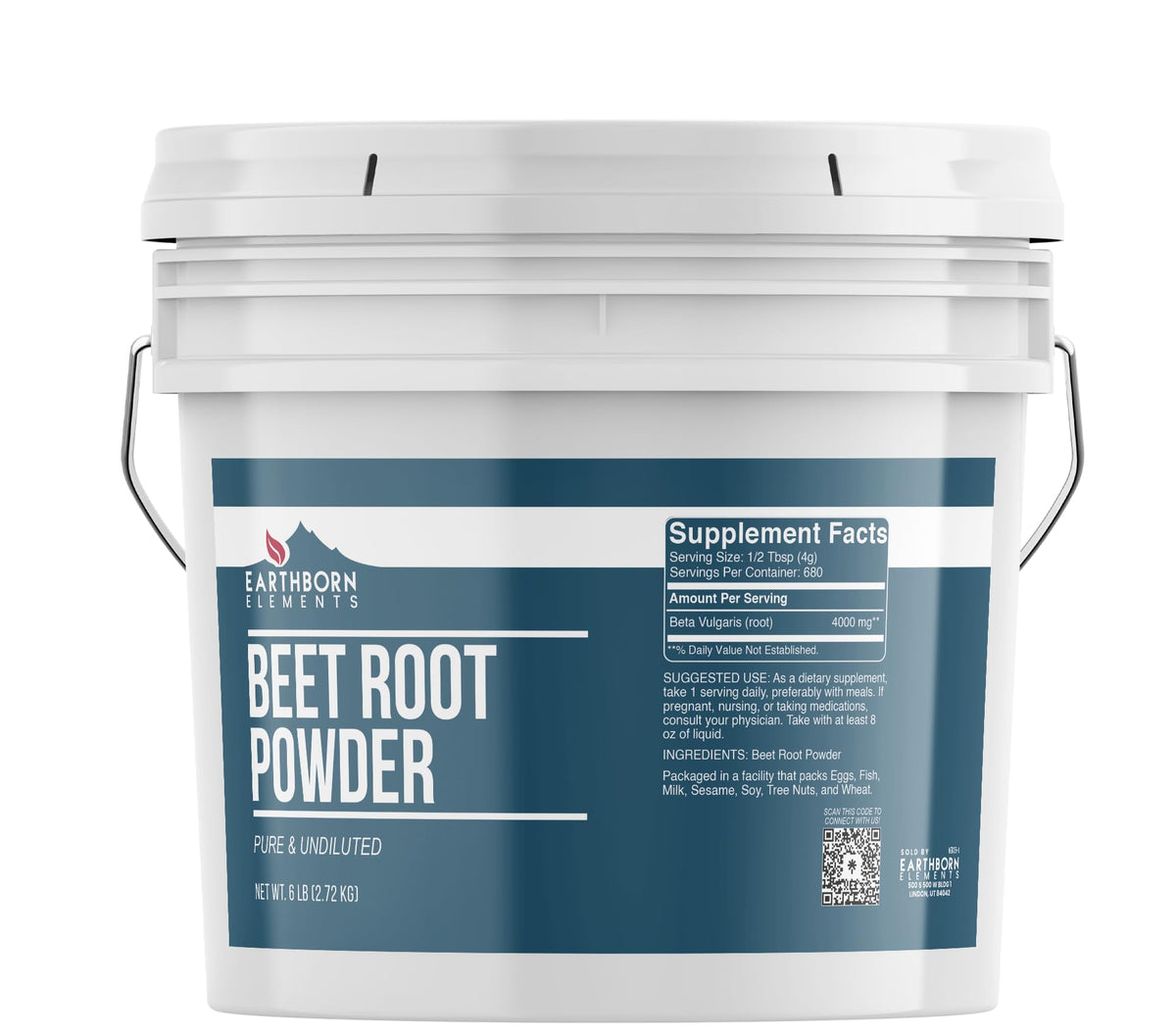 Earthborn Elements Beet Root Powder in a resealable bucket ready for freshness.