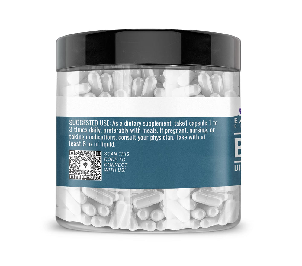 Earthborn Elements Betaine HCl capsules closeup highlights a clean, undiluted formula.