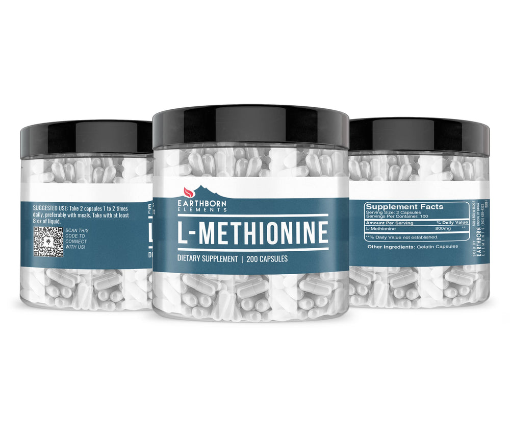 Earthborn Elements L-Methionine bottle pour for easy daily use