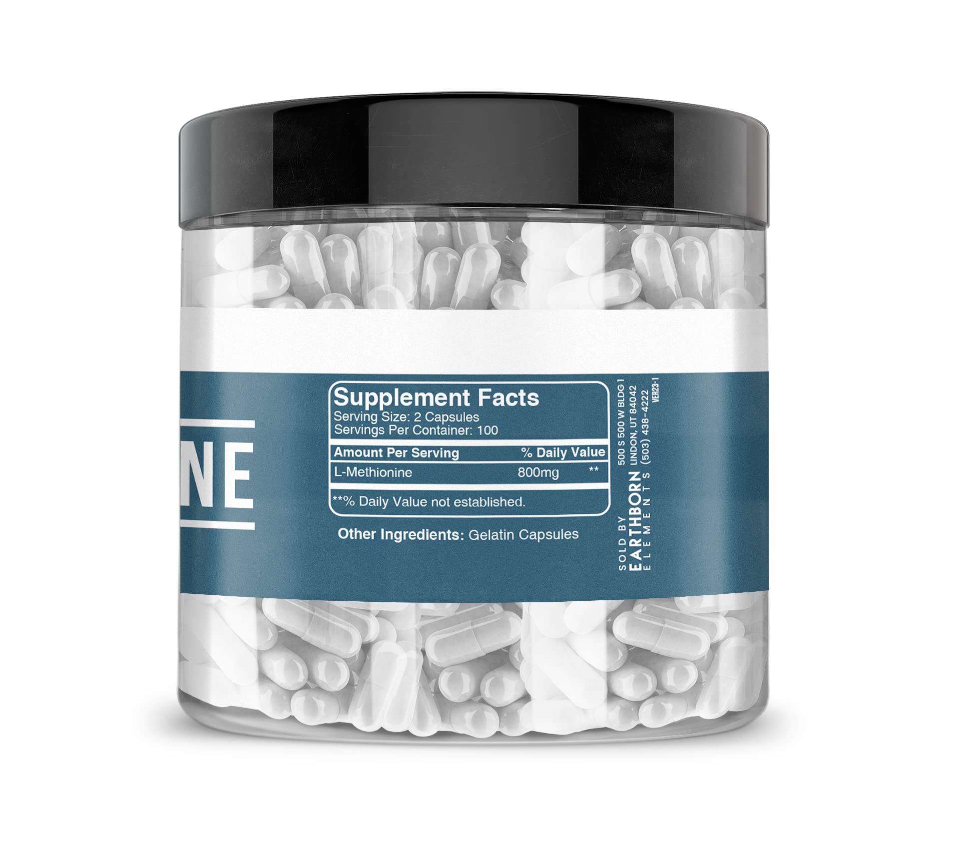 Earthborn Elements L-Methionine label closeup highlighting purity and origin