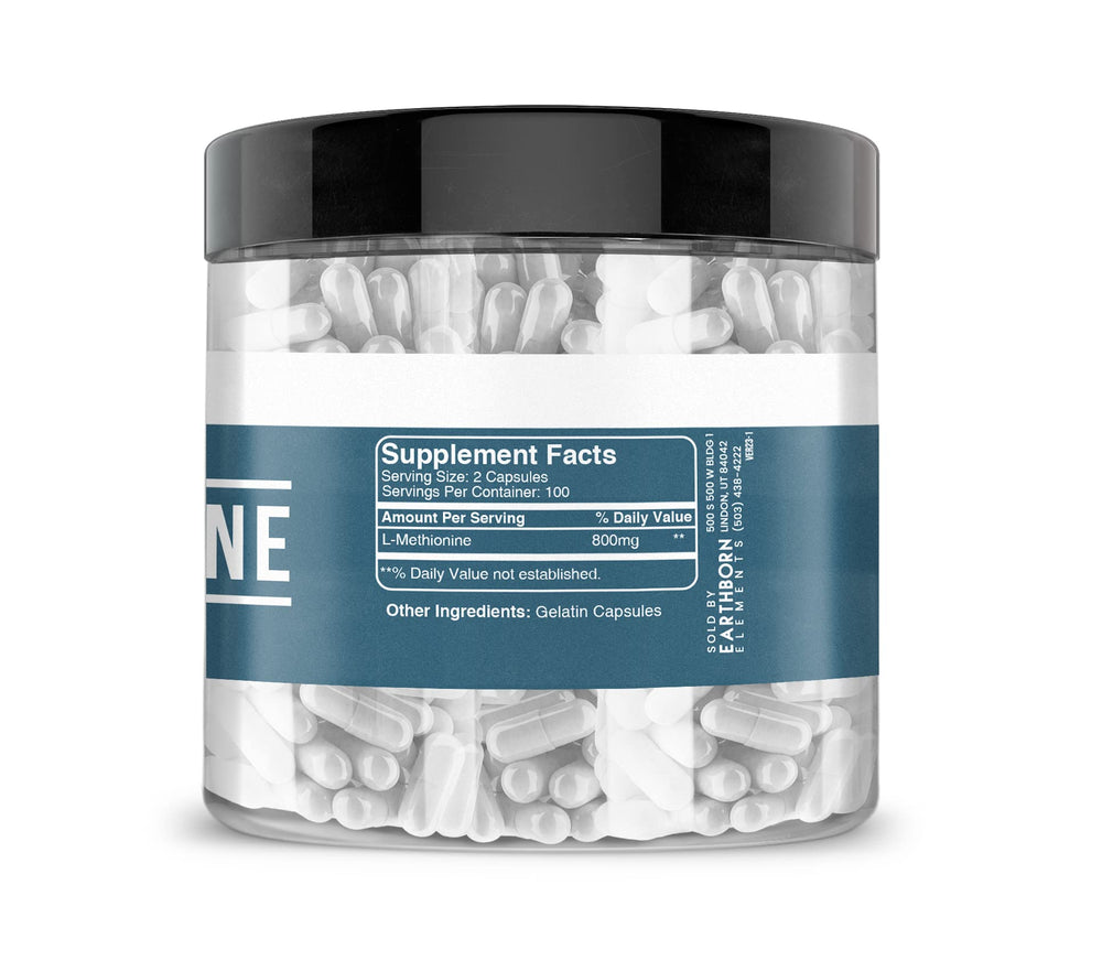 Earthborn Elements L-Methionine label closeup highlighting purity and origin