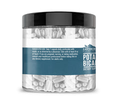 Capsules close-up of Earthborn Elements potassium bicarbonate for a pure daily supplement