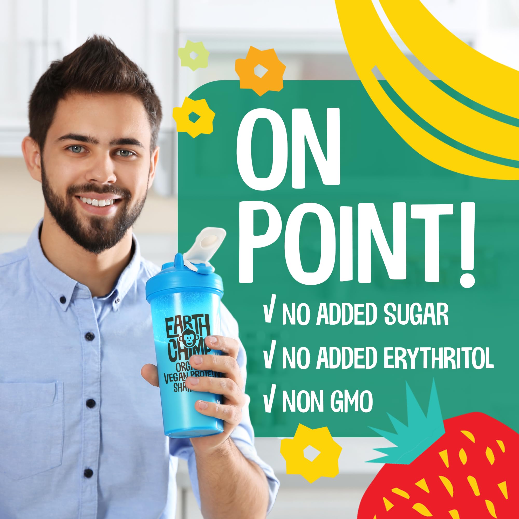EarthChimp plant-based protein powder for quick morning shakes