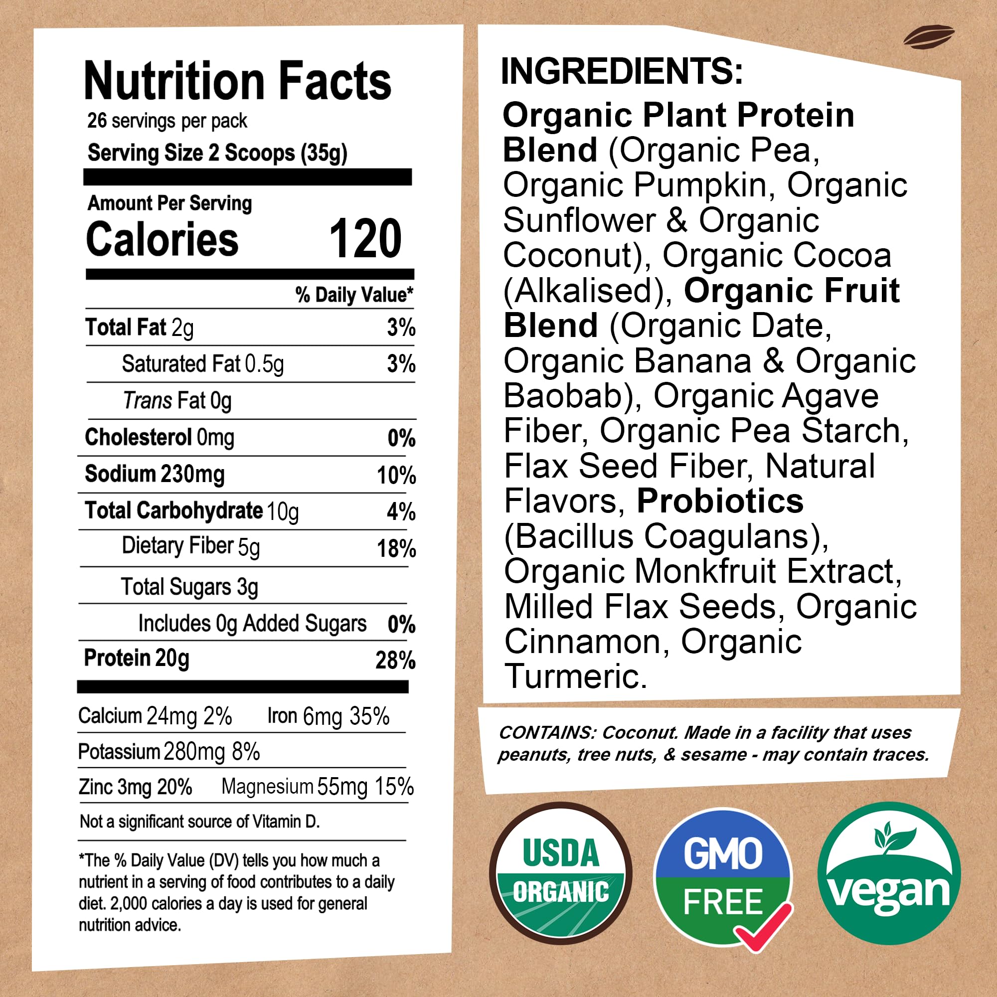 EarthChimp probiotics vegan protein powder chocolate tub adds gut-friendly nutrition