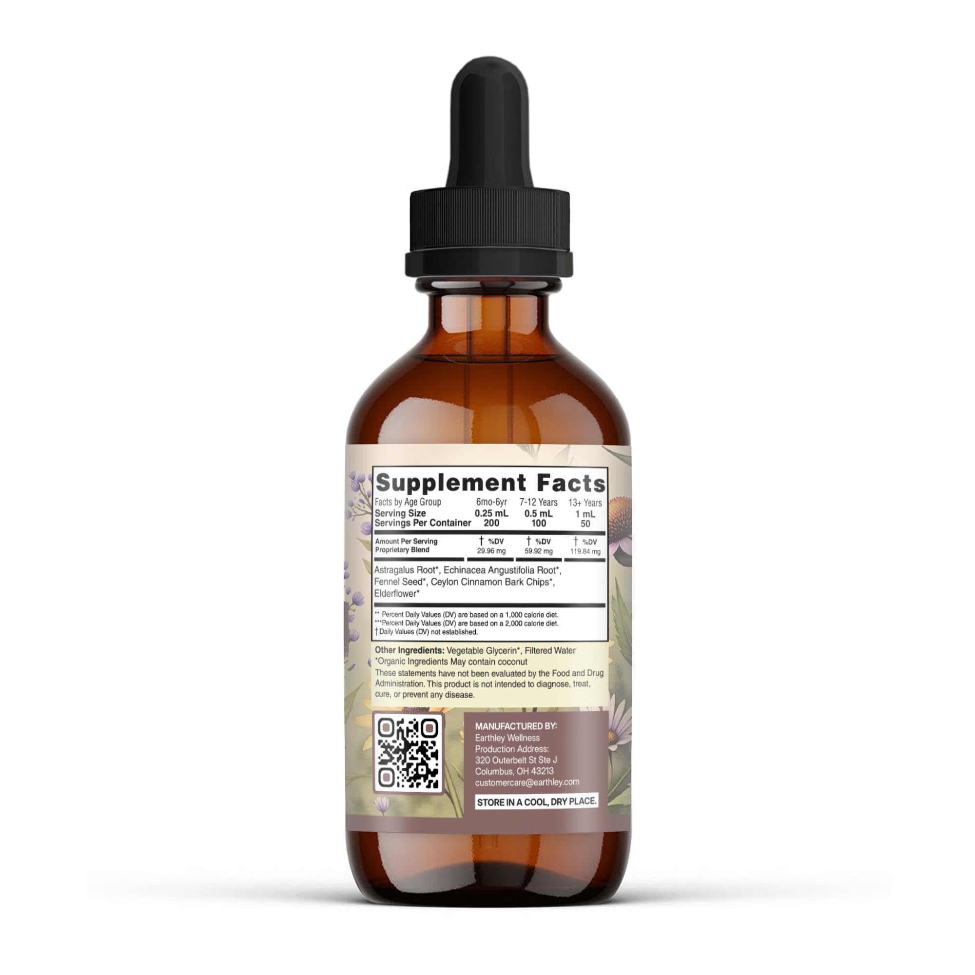 Earthley Wellness Feel Better Fast bottle pour demonstrates easy dosing for gentle relief