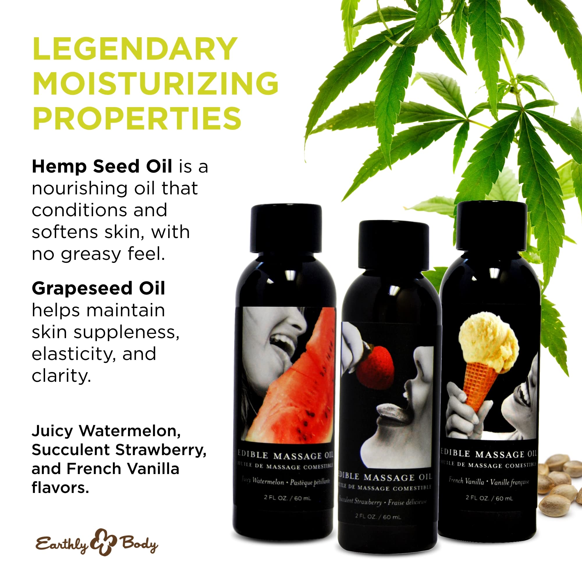 Earthly Body edible massage oil gift set strawberry bottle adds juicy aroma for a soothing rhythmic massage