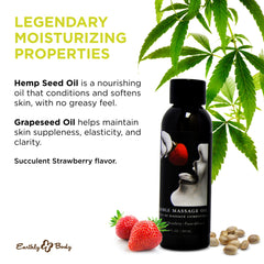 Earthly Body Edible Massage Oil demonstrates a smooth, easy spread for a relaxing massage.