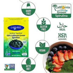 Earthrise California-grown spirulina fields, sustainable source for nutrient-dense supplement.