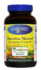 Earthrise Spirulina powder jar 180g, a vibrant daily greens boost for smoothies or bowls.