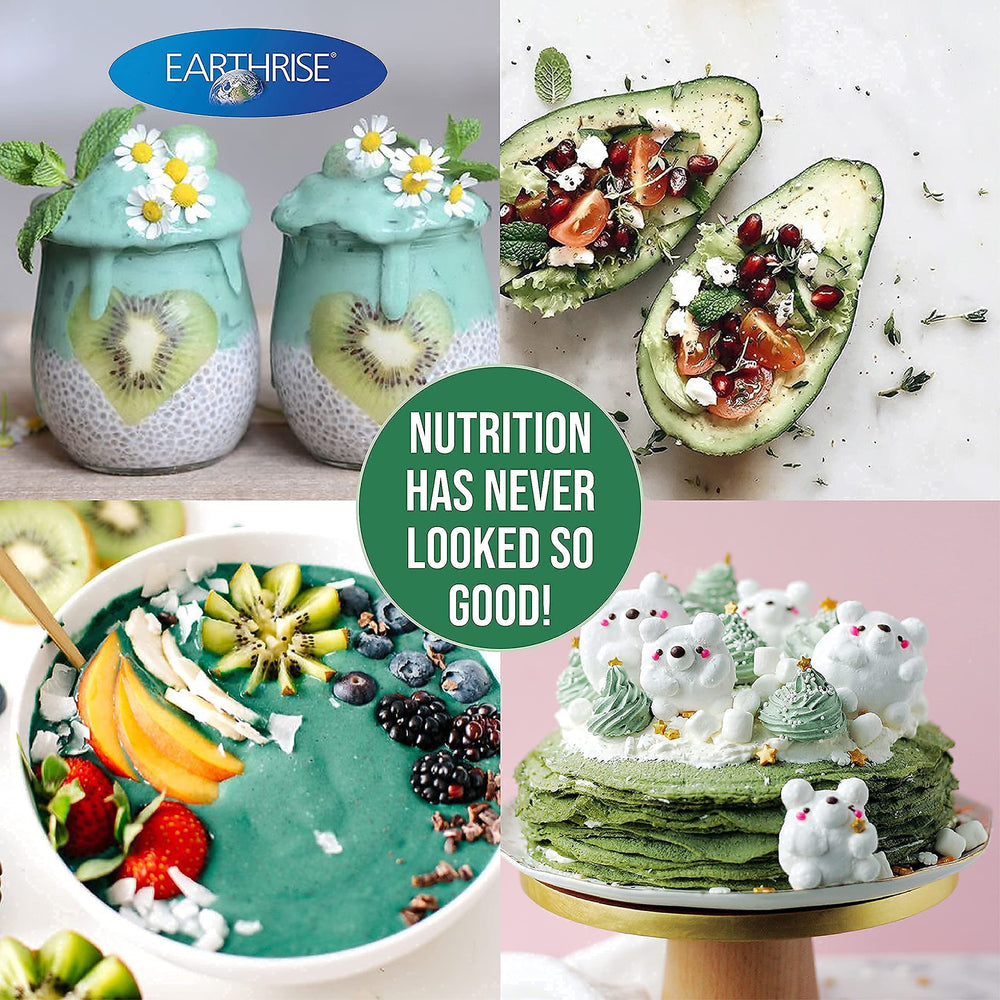 Earthrise Spirulina powder pour into a smoothie for a vibrant breakfast.