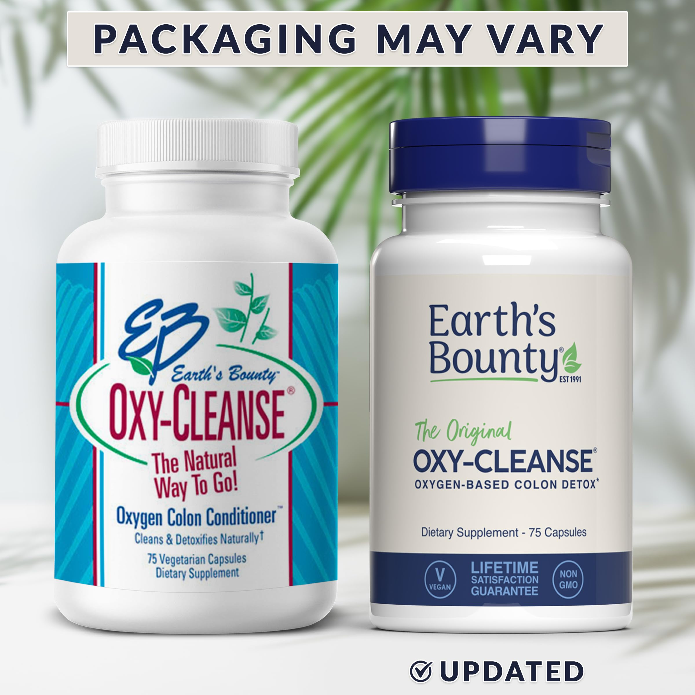 Earth's Bounty Oxy-Cleanse 2-pack box emphasizing value and practical daily routines.