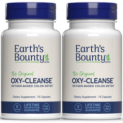 Earth's Bounty Oxy-Cleanse bottle and capsules for gentle daily colon support.