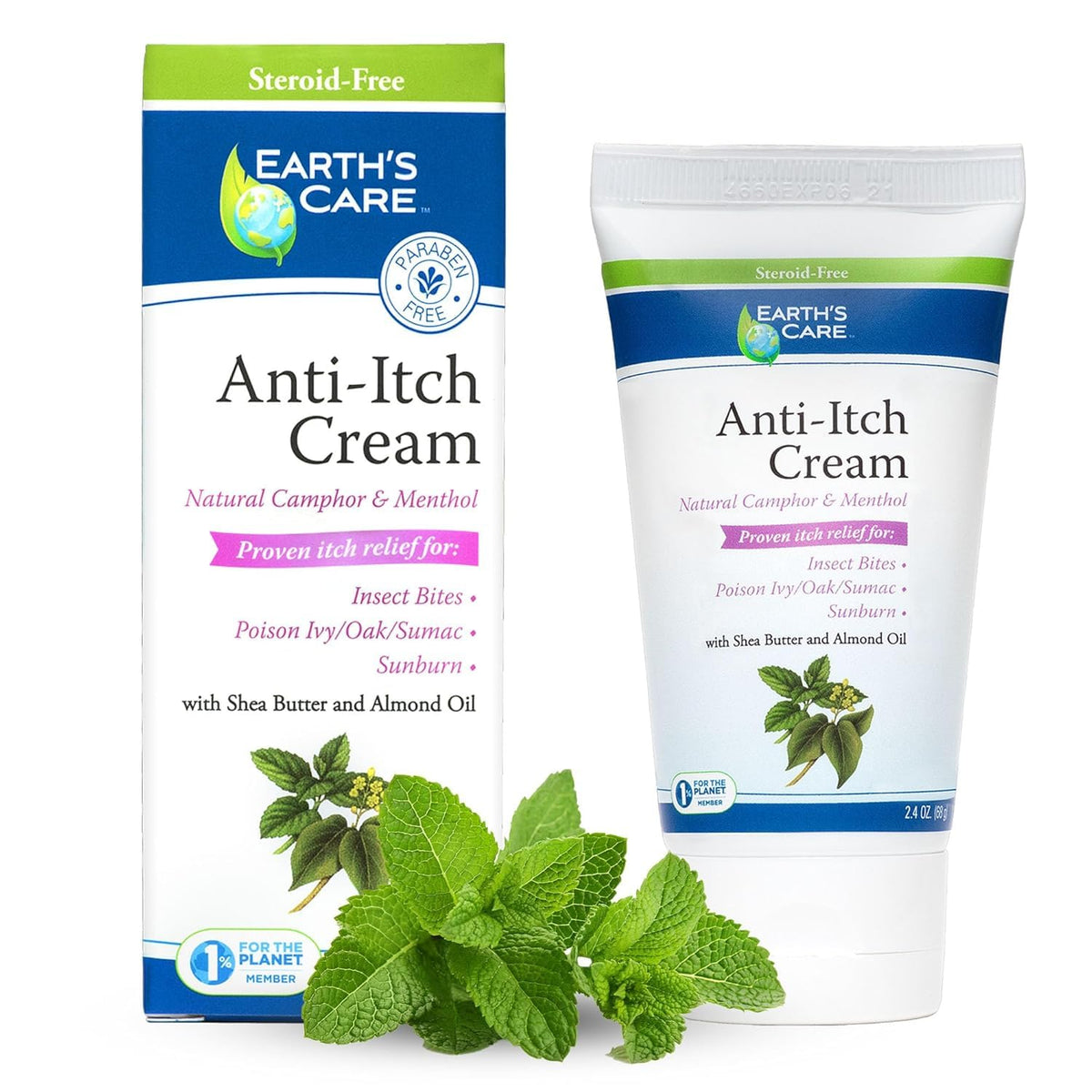 Earth's Care Anti Itch Cream extra-strength bottle with pump for fast, non-greasy relief.