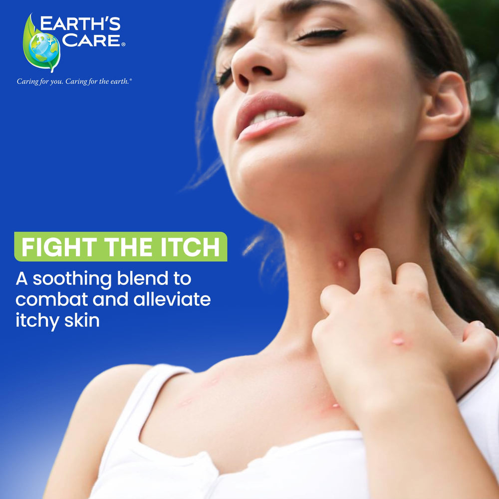 Earth's Care Anti Itch Lotion on sunburned skin for cooling comfort.