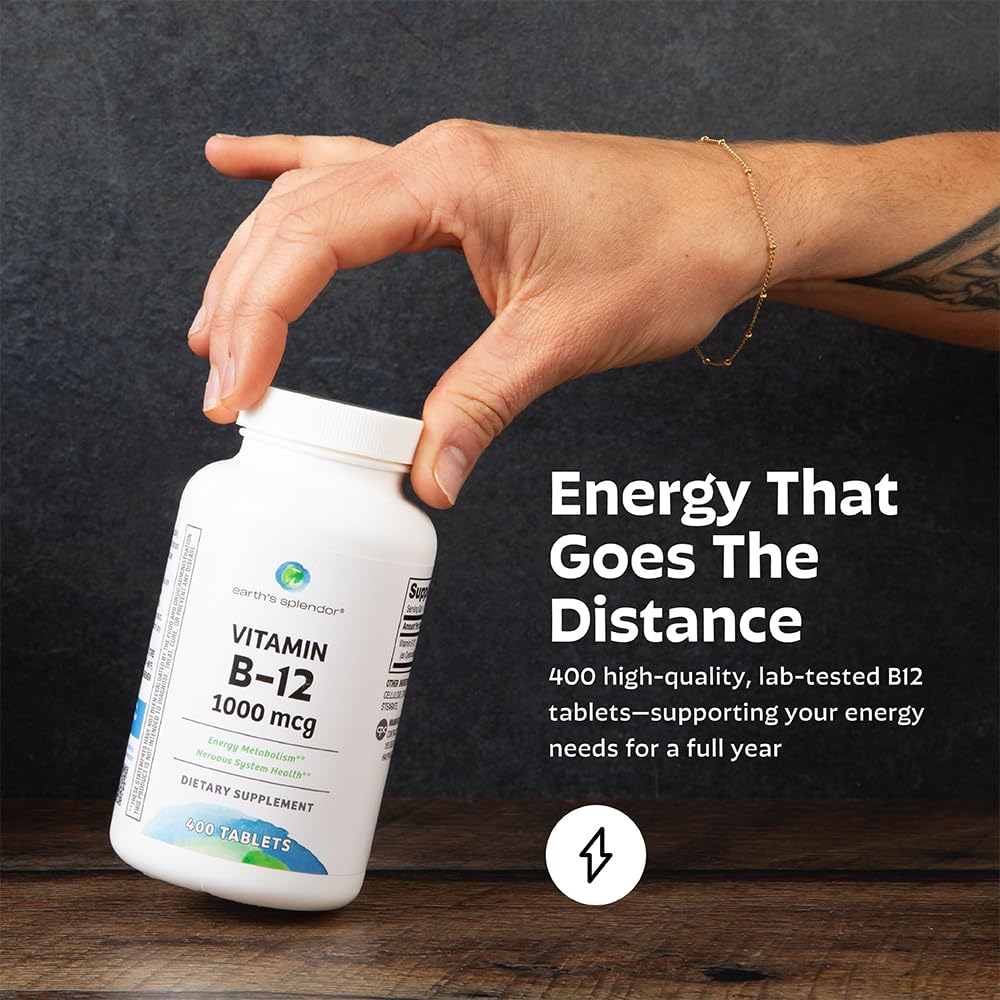 Earth's Splendor B12 packaging on shelf, easy to grab for on-the-go energy