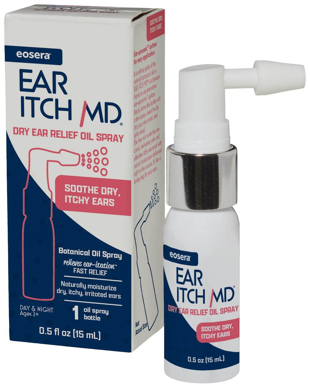 Earwax MD eosera Ear Itch MD bottle closeup for soothing ear discomfort