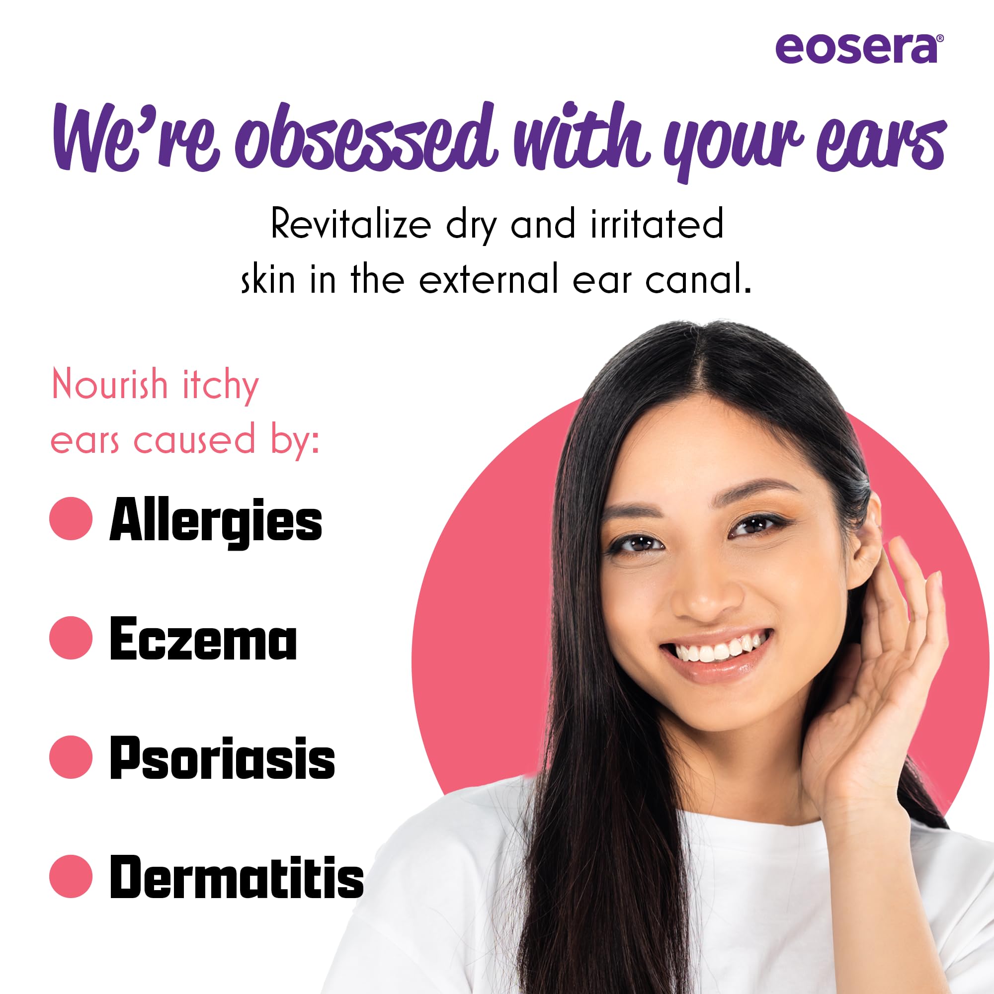 Earwax MD eosera Ear Itch MD texture swirl highlights creamy moisturizing formula
