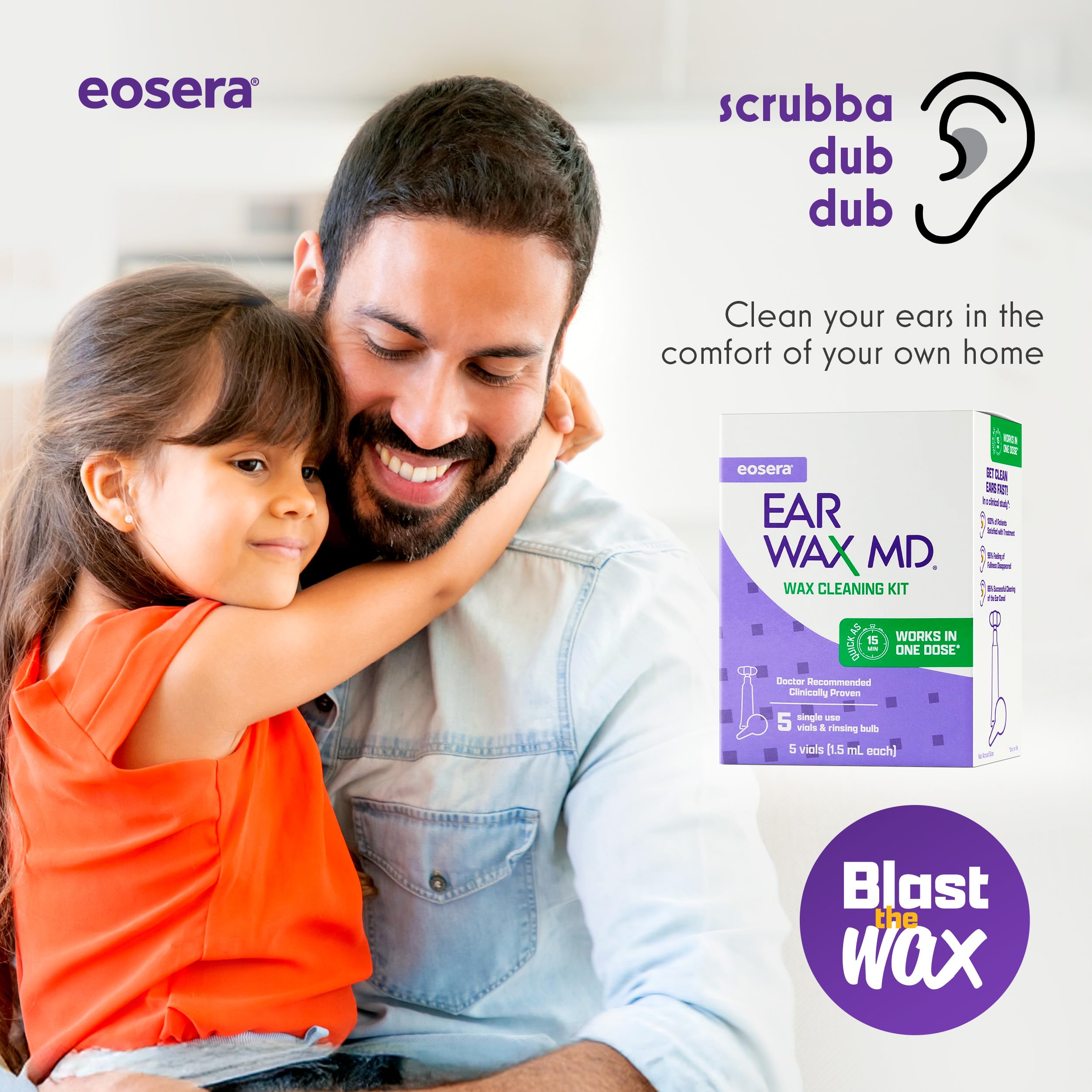 Ear Wax MD eosera kids-friendly kit visual for age 2+ safe daily ear care